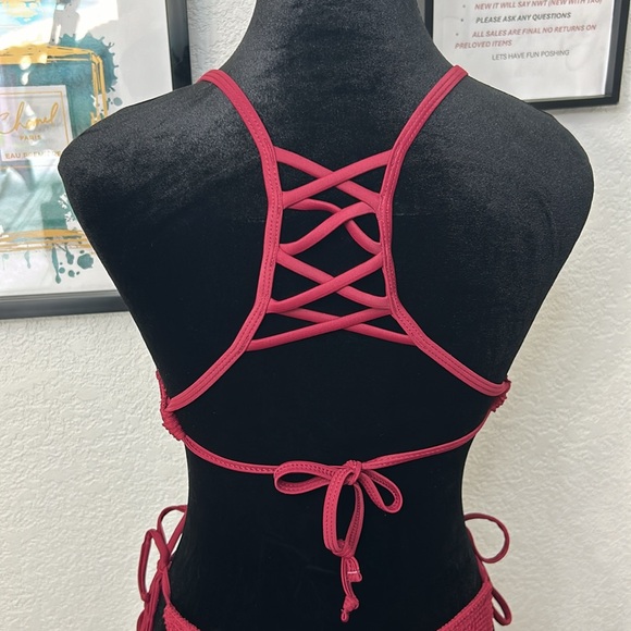XHILARATION Small Maroon Bikini with crisscross back tie sides - Picture 7 of 16